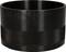 Black cylindrical metal container with textured surface in the middle section.