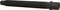 A black, ribbed bolt with a hexagonal nut is situated on a white background.