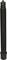 A long, black, cylindrical object with a ribbed surface and a pointed end, possibly some form of industrial bolt.