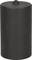 A black, cylindrical candle with a single wick at the top, standing upright.