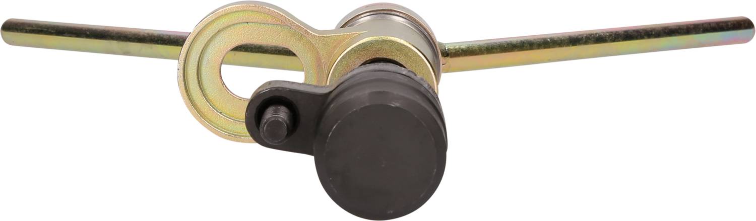 A metal tool with two splayed arms and a central cylinder; likely a specialist tool or key.