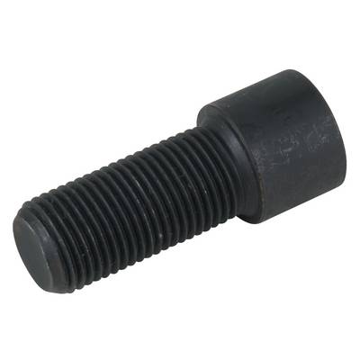 Black round-headed bolt with threaded shaft. Used in mechanical connections.