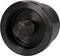 Black metal bearing with a shaft in the centre, cylindrical in shape, smooth and glossy, potentially used for machine or vehicle components.