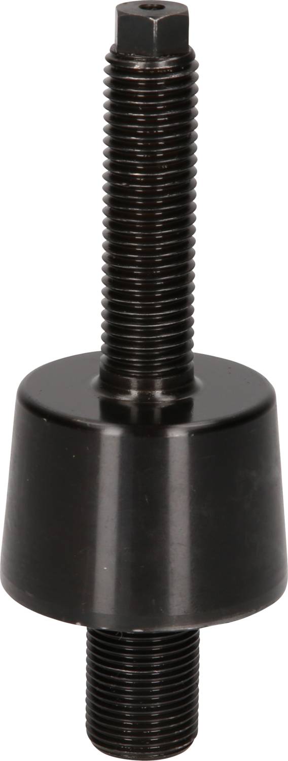 A black threaded bolt with a cylindrical central section.