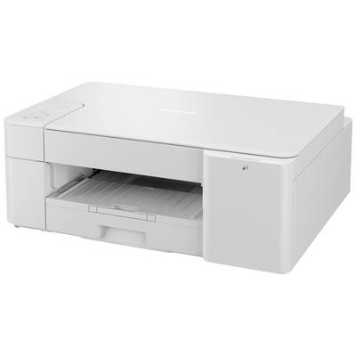 A white inkjet printer from a well-known brand, suitable for home and office use. View from front right.