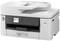 A white multifunction printer with a keypad and display, suitable for printing, scanning, copying, and faxing.