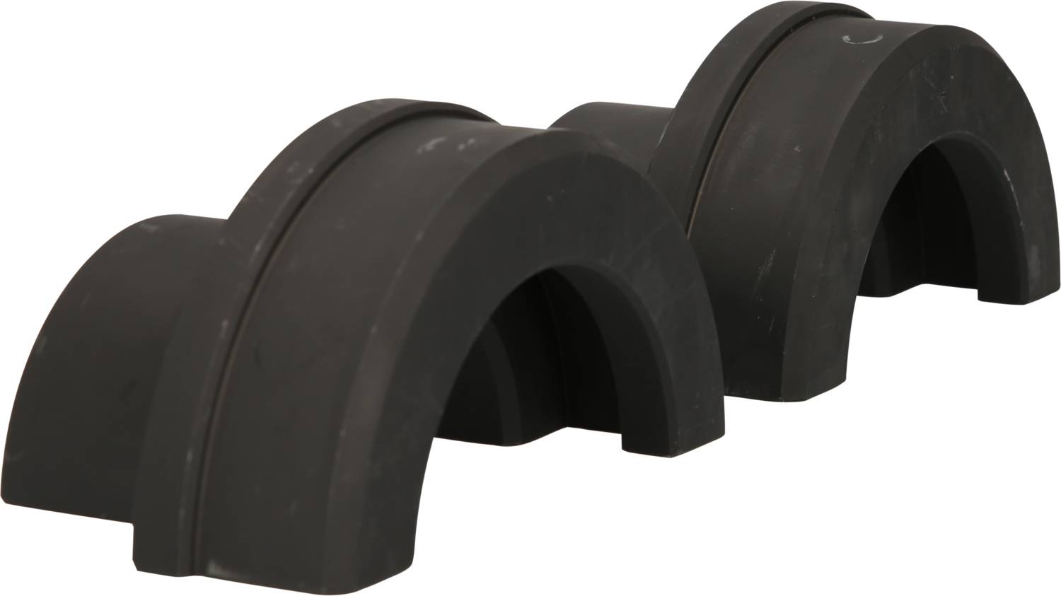 Two black plastic semi-circles lying side by side. They look like tyre covers or protective devices.