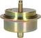 Round metal container with a screw and hole at the top, with a shiny golden surface, possibly a machine component.
