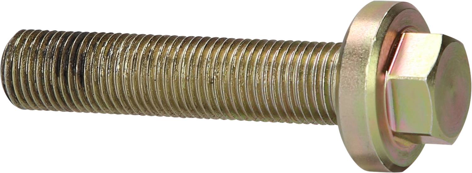 A gold-coloured hexagon-headed threaded bolt with a washer.