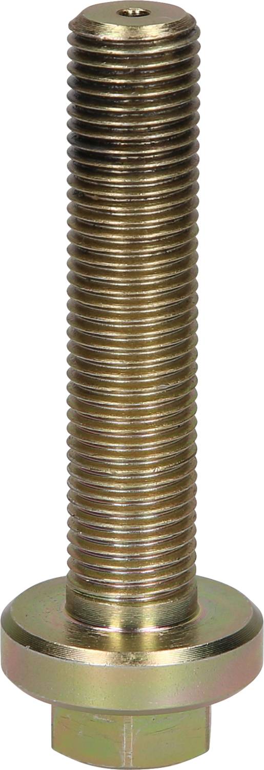 A silver hexagonal bolt with visible threads and a smooth head on a white background.