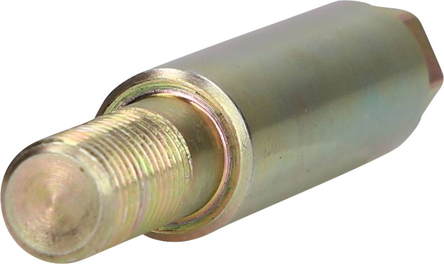 The image depicts a metallic screw with a cylindrical shaft and threading at one end. The surface appears shiny.