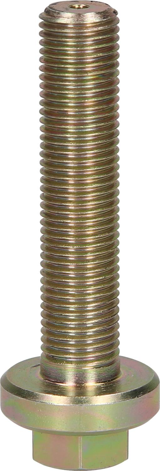 A metallic hexagonal bolt with a long thread and integrated flange head.