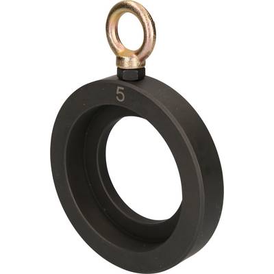 Black, round metal ring with integrated eyebolt at the top, marked with the number '5'. Used for lifting or fastening purposes.