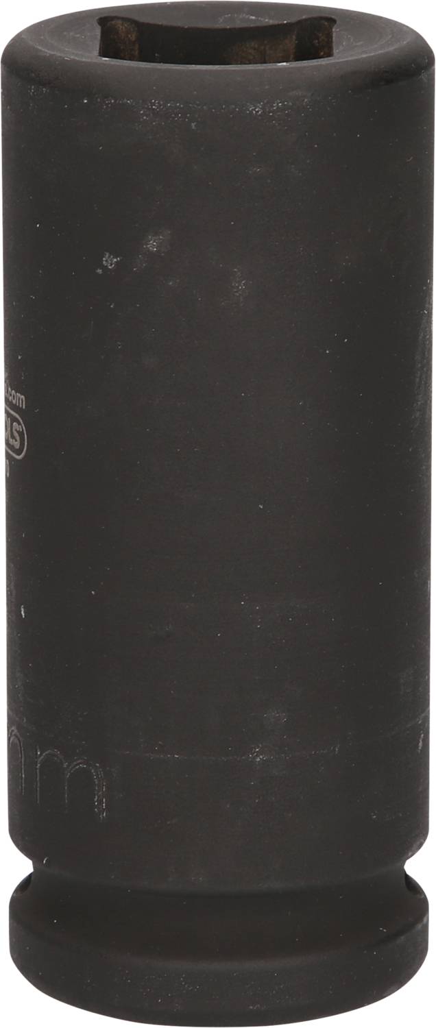 'Black socket with cylindrical form, for use with spanners or ratchets.'