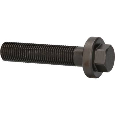 Hexagon head bolt with thread and flange head, black, suitable for mechanical fastenings and applications in metalworking.