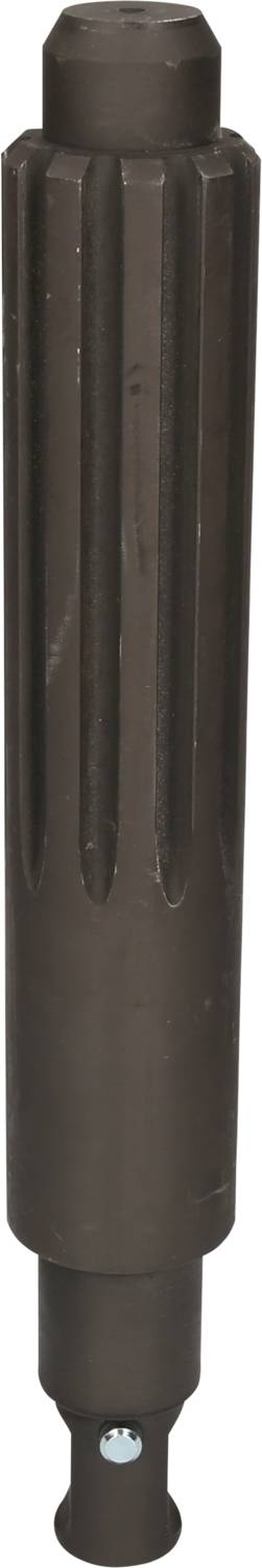 A dark brown, cylindrical metal tool with ridged sides and an opening at the bottom end.