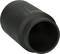 'A black cylindrical adapter with a ribbed surface, indicating a connection or extension.'