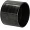 Black, cylindrical plastic pipe section, open at both ends, potentially a component for connections or constructions.