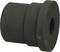 Black, cylindrical rubber component with a hole in the centre, potentially a damping element or seal for machinery.