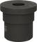 Black rubber seal in cylindrical form with a broad rim and central opening. Used as a seal or closure in pipe systems.