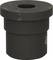 'Black rubber seal with a cylindrical shape and central hole, used for sealing in pipe systems.'
