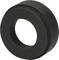 A black, round rubber ring with a hole in the centre.
