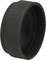 A black, round plastic component with a smooth surface, which may serve as a stopper or cover.