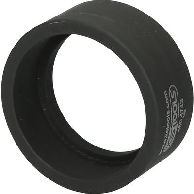 Black cylindrical tool sleeve with embossed logo and serial number. Used for mechanical repairs or construction work.