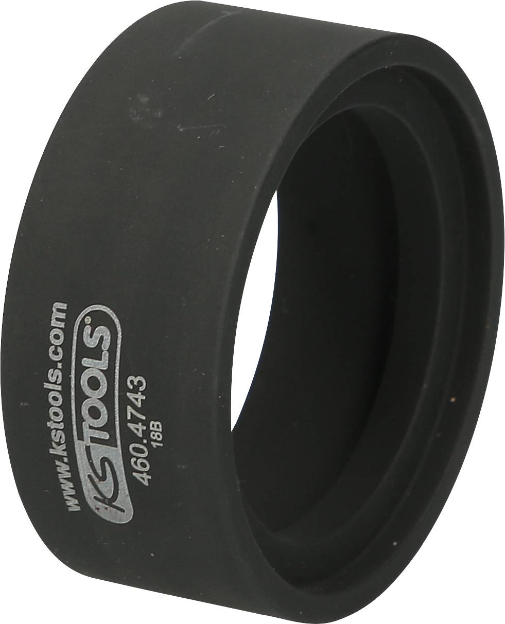 'KS Tools' black rubber impact protection ring with white logo and number 460.4743, for use on sensitive surfaces.