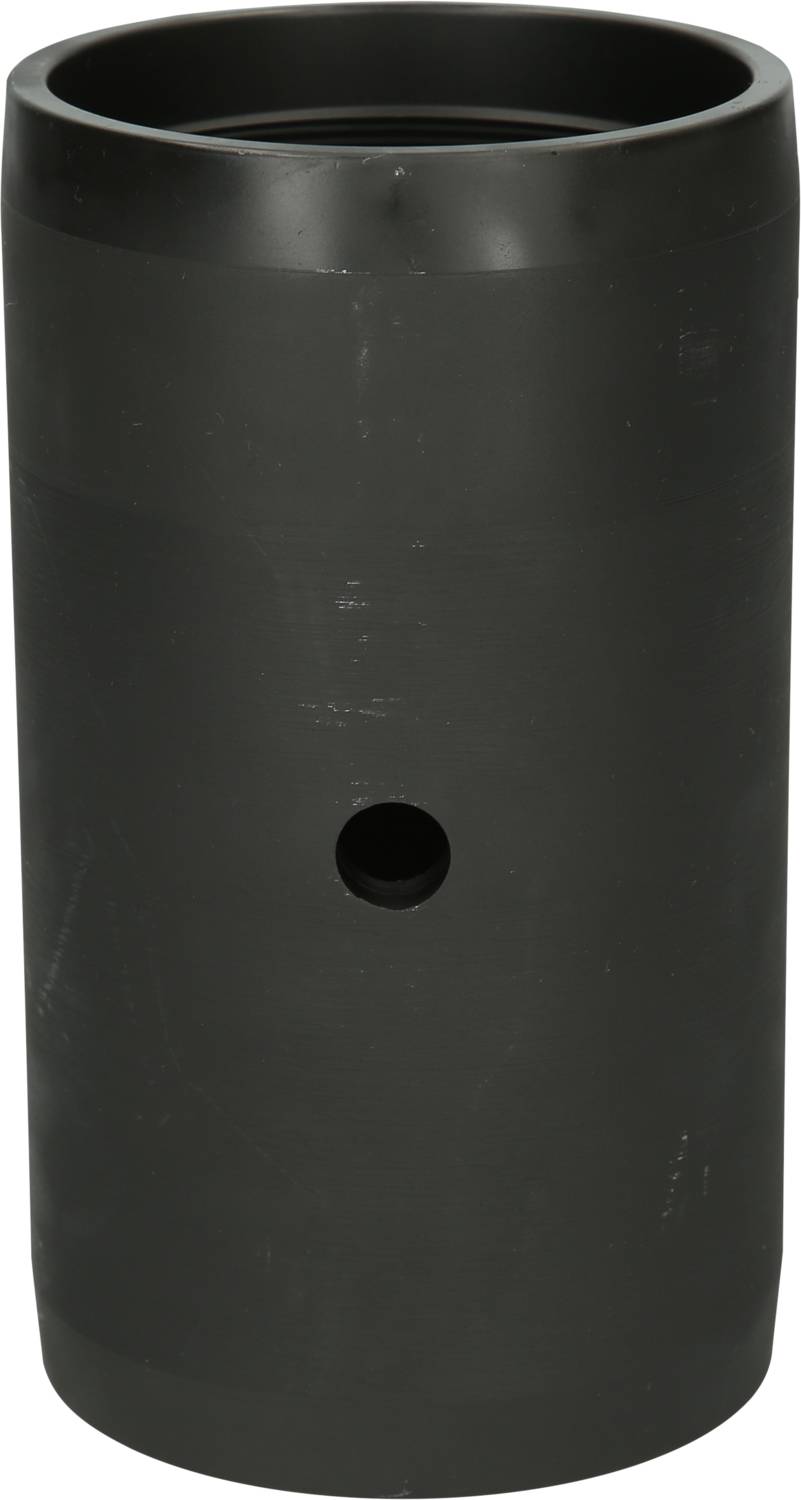 A black, cylindrical plastic tube with a central hole in the middle.