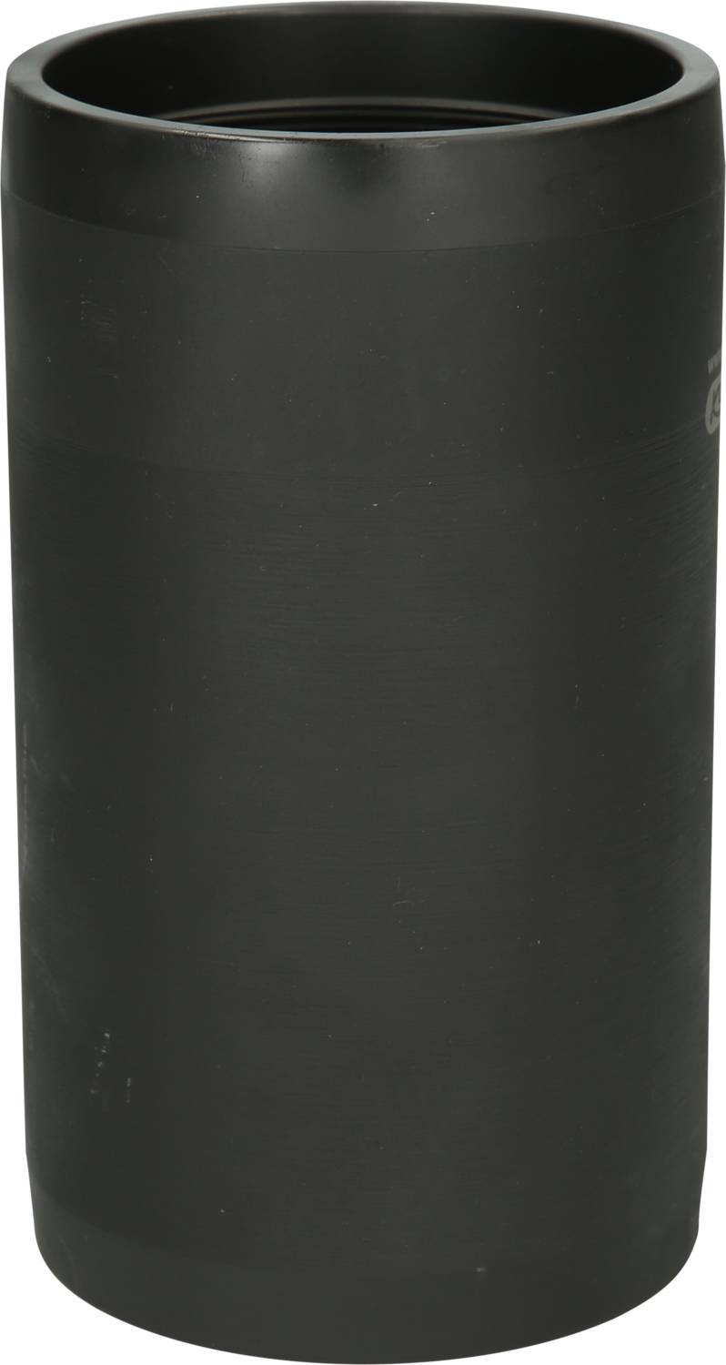 A black, cylindrical pipe with a smooth surface.
