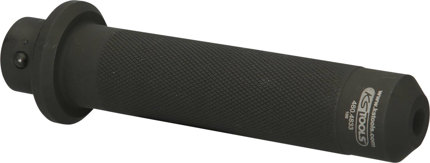 Black cylindrical tool handle with a ribbed surface and the 'KS Tools' logo. Used for secure grip during work.