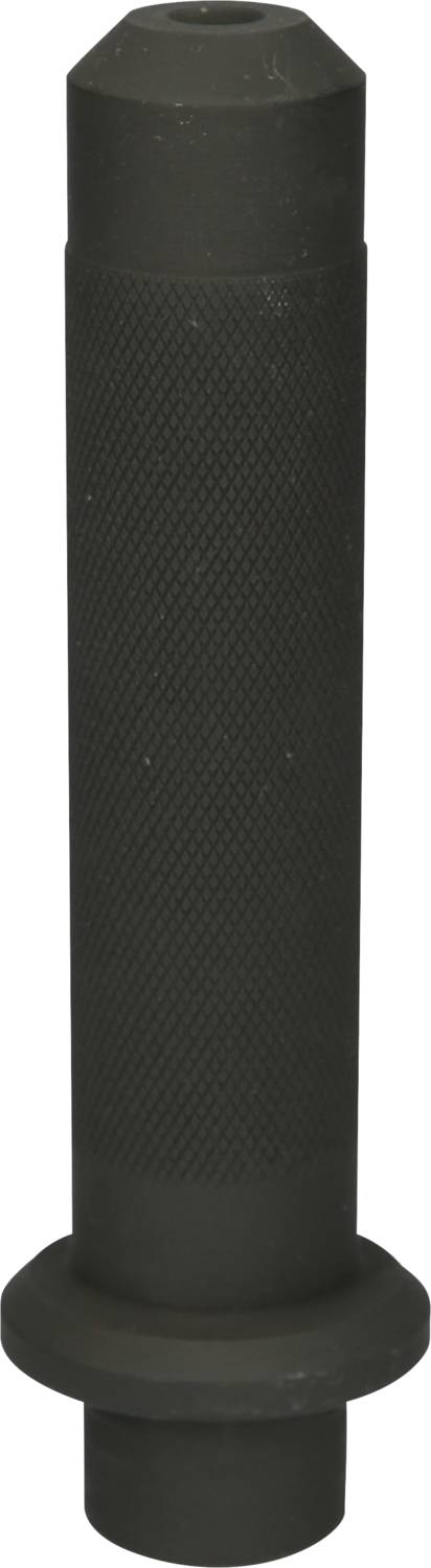 A black, cylindrical handle with a non-slip, textured pattern and a wide base.