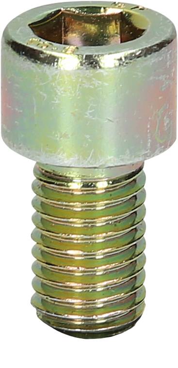 A silver hexagonal screw with a smooth surface, suitable for mechanical connections.
