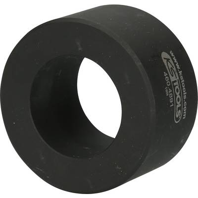 A black, cylindrical tool with a hole in the middle, with labelling on the side showing a web address and a series of numbers.