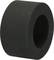 Black, cylindrical rubber buffer with a central bore, designed to dampen vibrations or oscillations in mechanical applications.