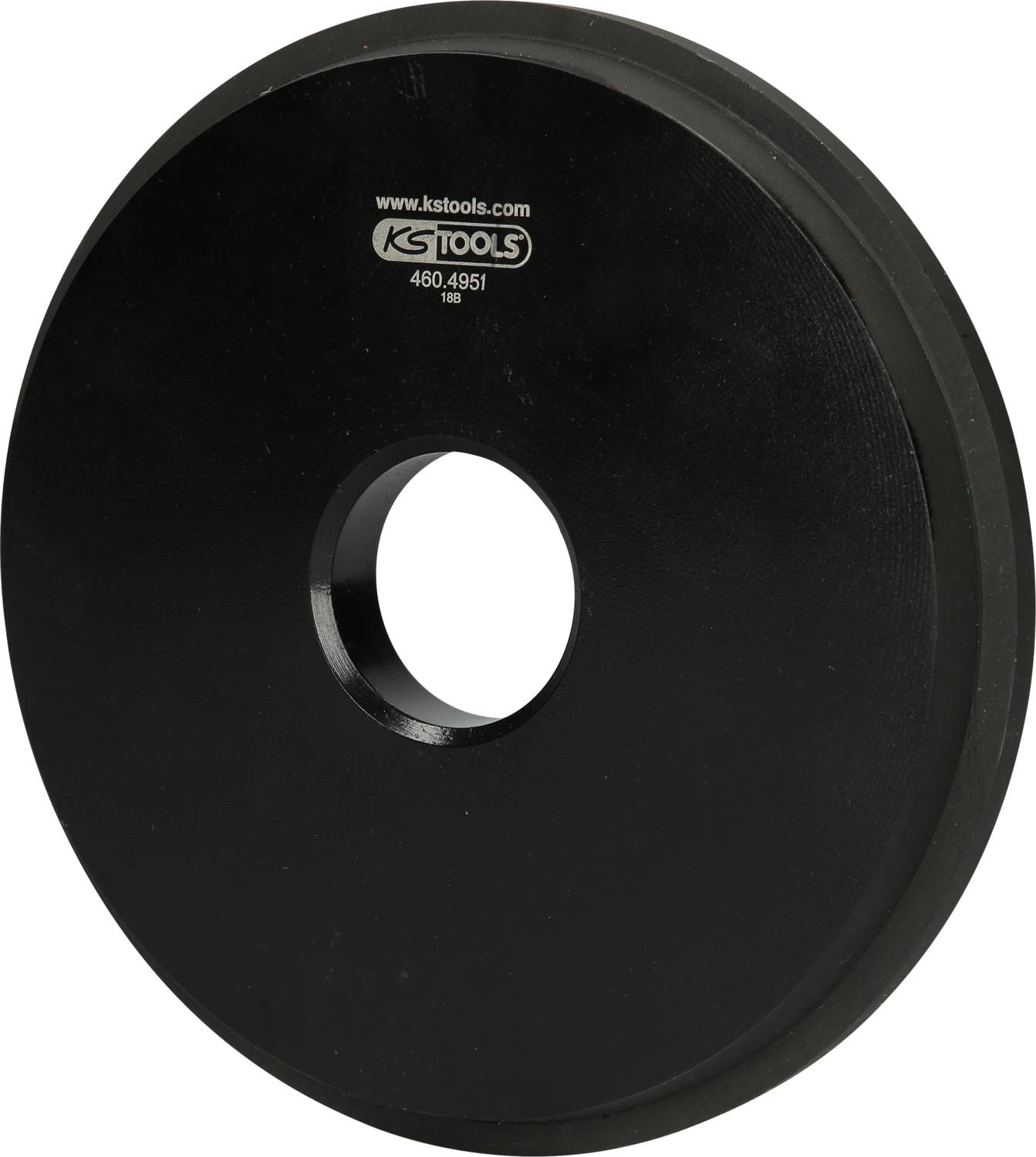 Black, round metal disc with a hole in the centre, used as a tool component. Brand text 'KStools' printed on top of the disc.