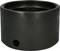 Black cylindrical plastic container with a small opening on the side, likely an adapter or housing.