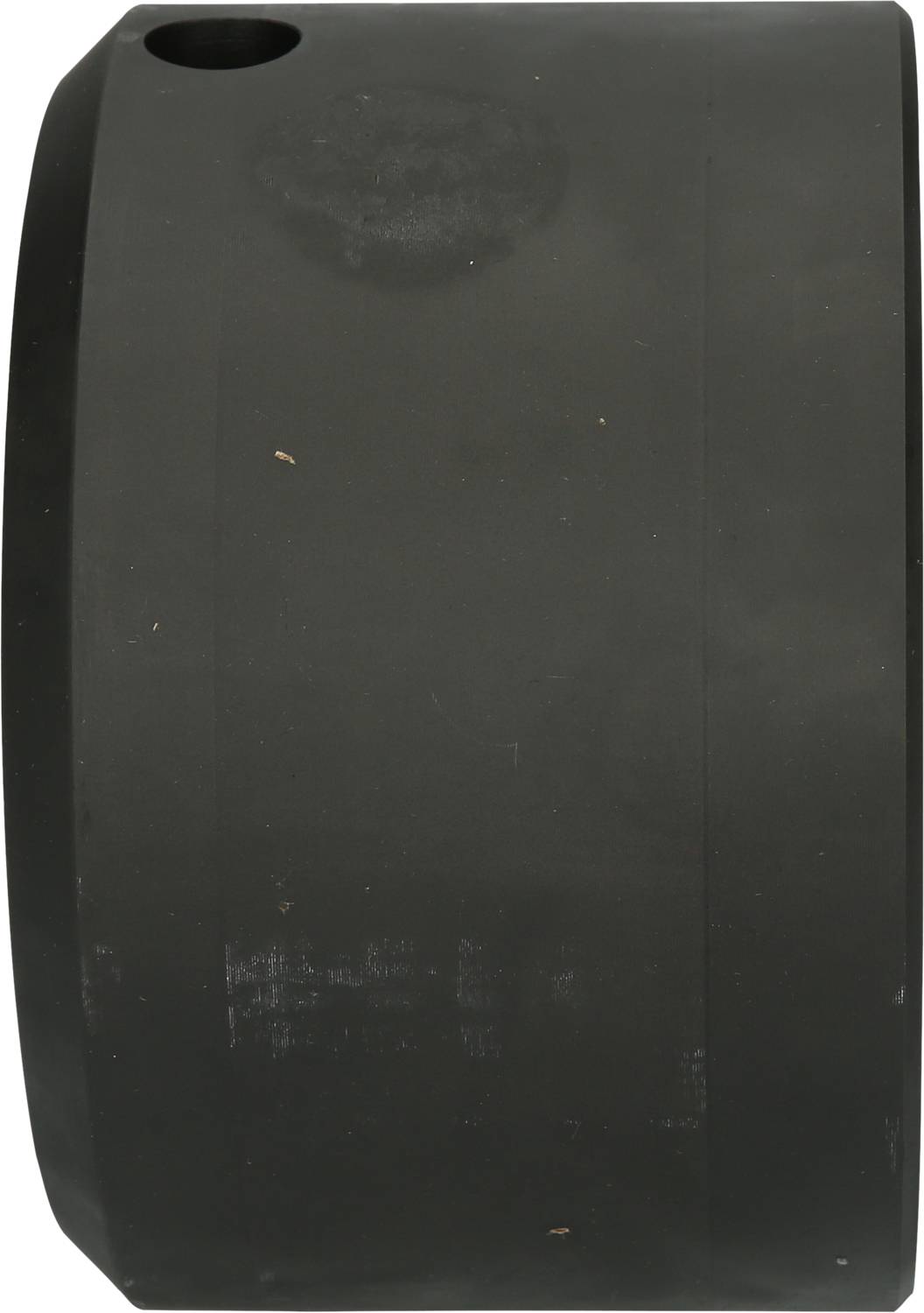 A large black rubber tyre with a smooth surface, suitable for industrial applications or heavy machinery.