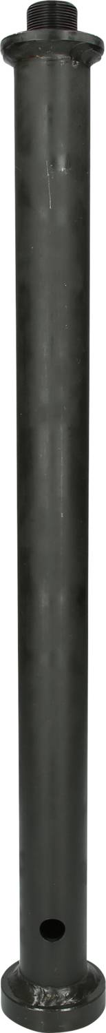 Black, cylindrical metal rod with a round base and a small hole on the side.
