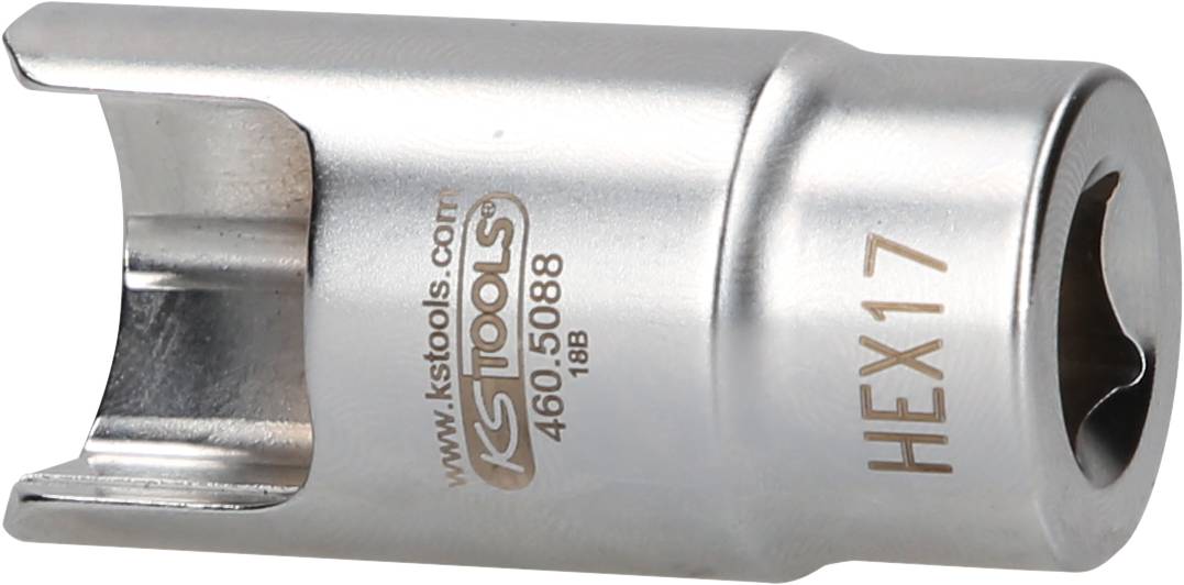 Hex socket attachment with the inscription 'HEX17' and the KS Tools brand, made of metal.