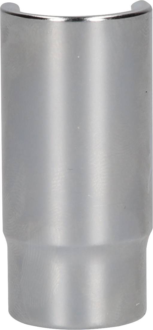 Metallic cylindrical adapter, likely a tool attachment, with a gleaming surface. Suitable for use in machinery or repair work.