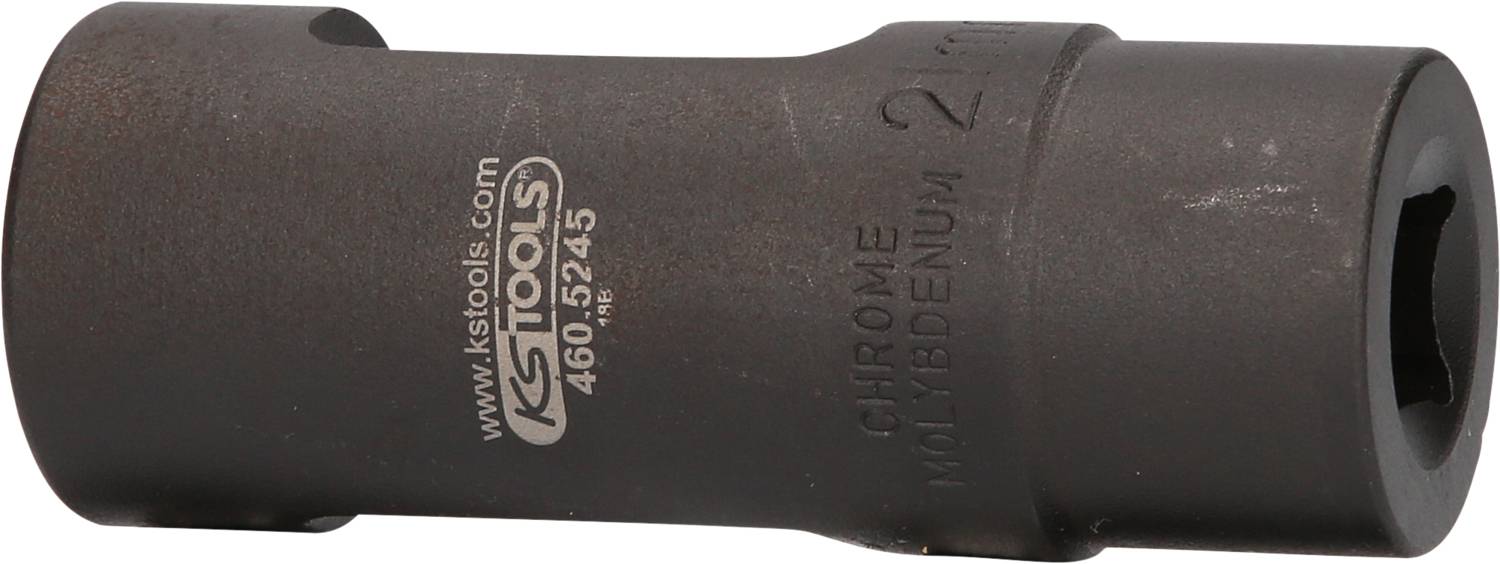 A black chrome-molybdenum socket with the inscription 'KS Tools, 460.5245'.<br><br>Note: The translation is in British English, maintaining the technical terminology and the original meaning.