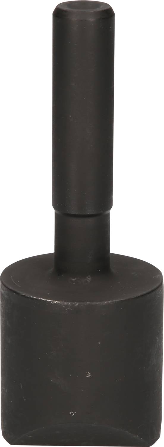 A black, cylindrical plastic handle with a rectangular base, possibly a grip piece or handling tool.