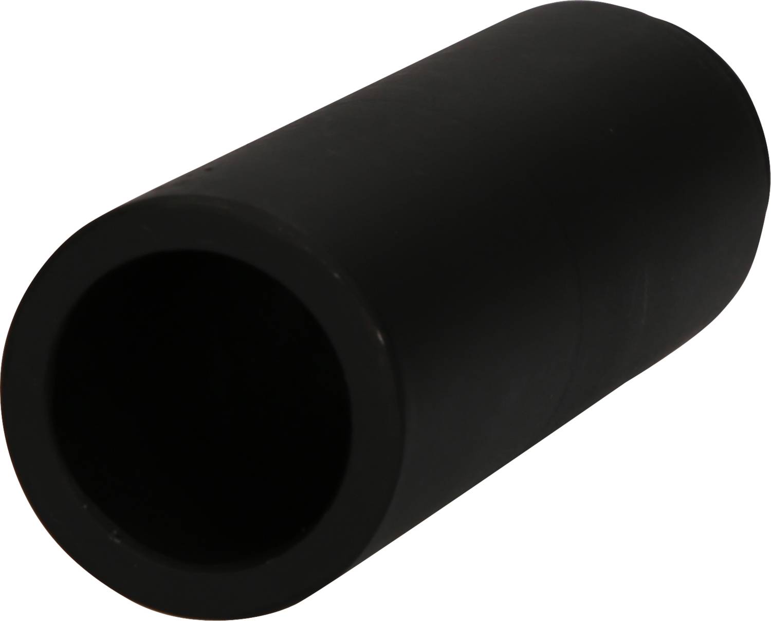 Black, cylindrical pipe, slightly angled, with open end visible. Suitable for industrial applications.<br><br>(Note: The translation is already in British English, so no changes were required.)