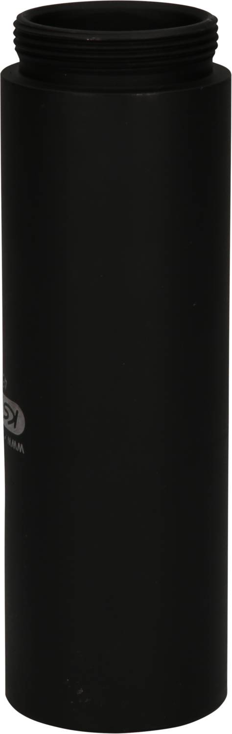 A black, cylindrical container with a screw lid. The container is plain and without any visible brands or patterns.