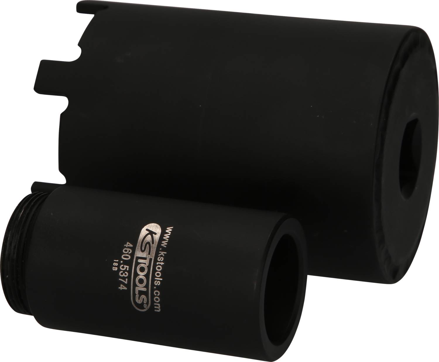 Two black tools, one smaller and cylindrical with the 'KS Tools' logo and product number, the other larger with a blade-like opening.