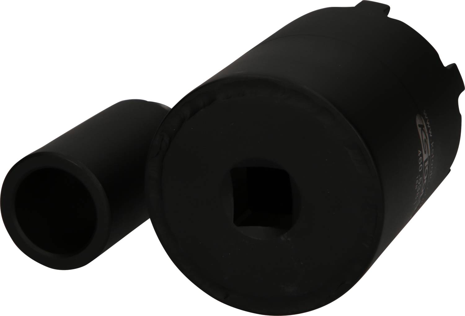 Two black hexagonal socket wrenches placed side by side in different sizes against a white background.