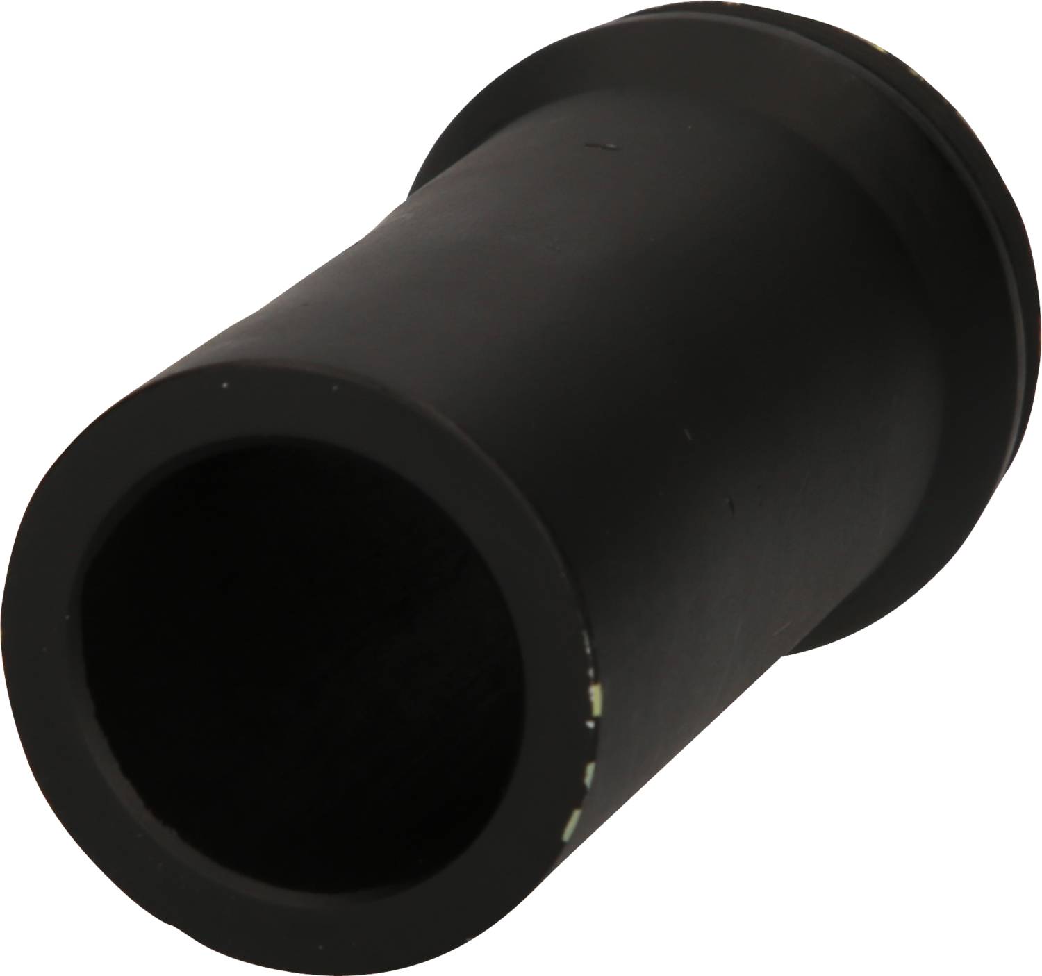 Black, cylindrical plastic tube, photographed at an angle from above; possibly part of a technical device.
