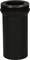 Black, cylindrical plastic adapter with internal threading, likely part of a technical device or pipe connection.